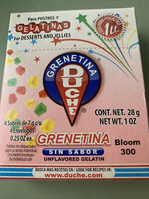Grenetina Duche 28 Gramos, Grenetina Sin Sabor Unflavored Pwder. 4 Sobres 7g C/U