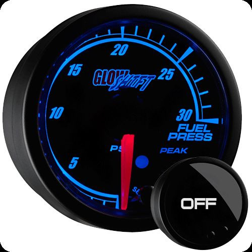 52mm GlowShift Elite 10 Color 30 PSI Fuel Pressure Gauge GSET1130