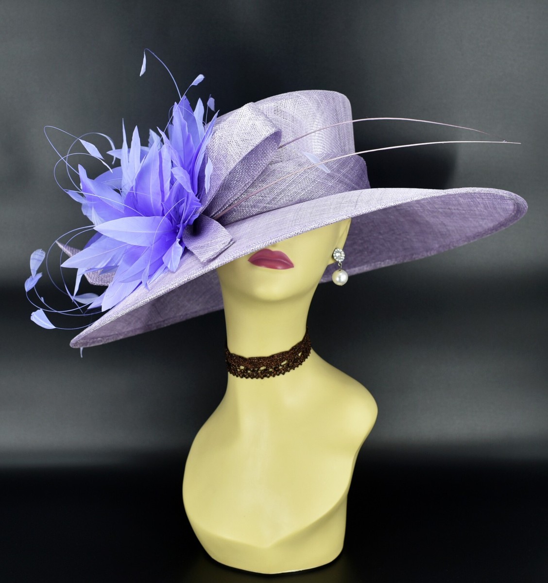 Elegant Lavender Fascinator Kentucky Derby Hat Church Tea Formal Ocassion Hat Purple Feather Kentucky Derby Fascinator Hat Wedding  main image 2
