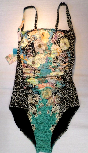  198 NWT Johnny Was Mila Ruched One Piece Swimsuit M OL61900523 EBay