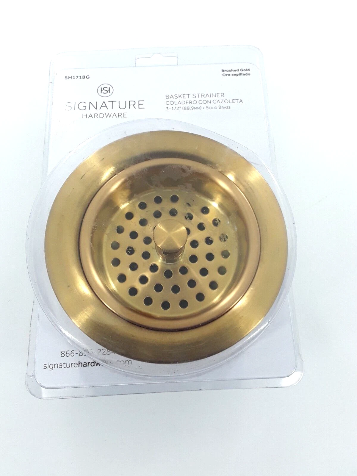 Signature Hardware, Basket Strainer, 3-1/2"- Brushed Gold