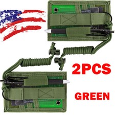 2PC Green Tactical ID Card Holder Hook Loop Patch Badge Organizer - Neck Lanyard