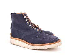 $589 | TRICKERS UK 7 US 8 D WING TIP STOW BOOT NAVY SUEDE VIBRAM OUTSOLE