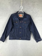 Levis Girls Long Sleeve Collared Blue Denim Jean Trucker Jacket Button Size L