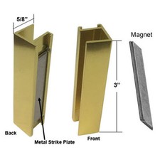 Shower Door U-Channel with Metal Strike Plate for 3/8"  5/16" Glass - Gold -Set
