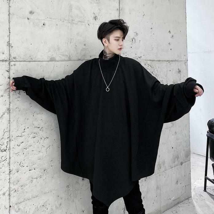 Men's Punk Gothic Long Sleeve Loose Shirt Casual Pullover