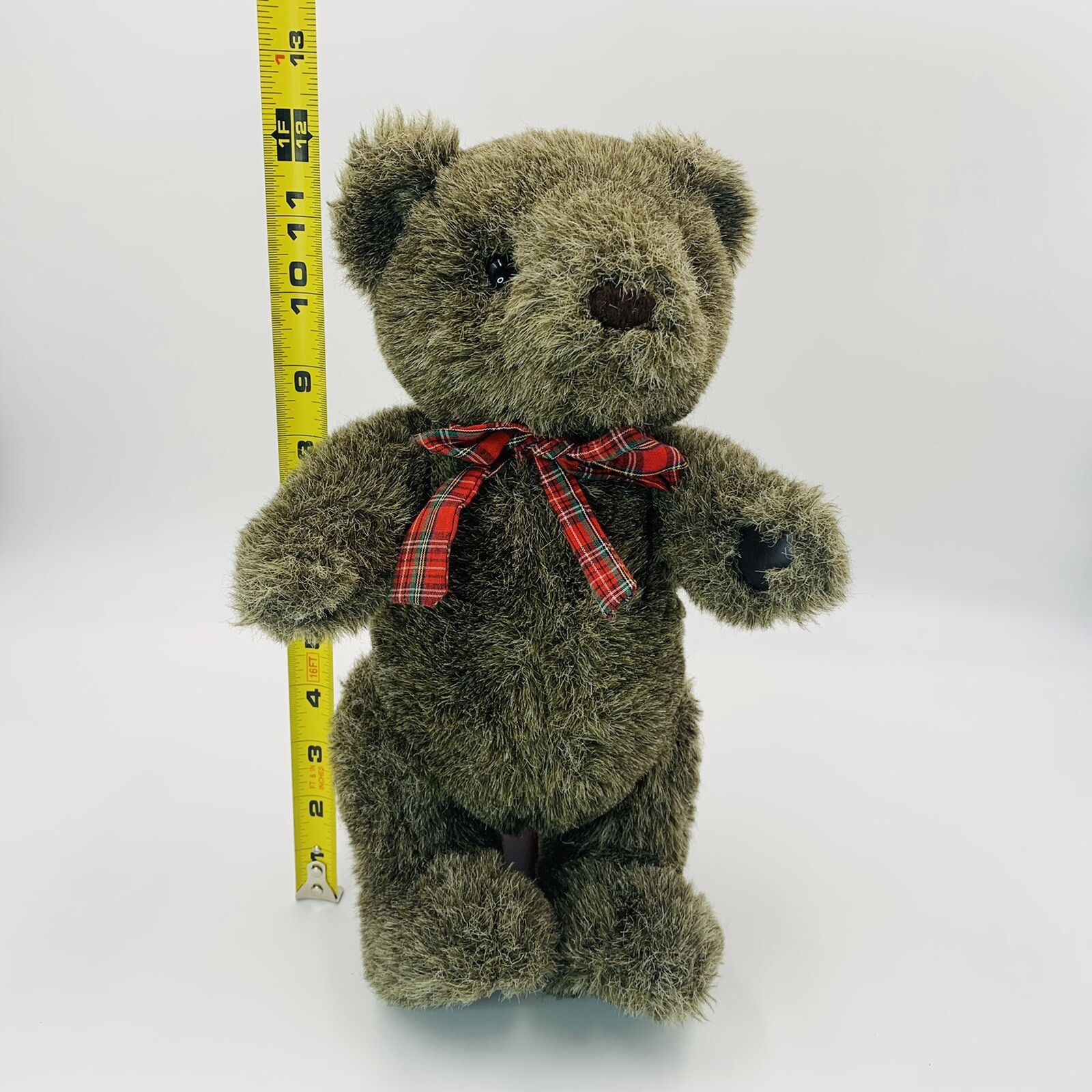 Vintage GUND Teddy Bear 12" Plush Toy Stuffed Animal With Plaid Bow ...