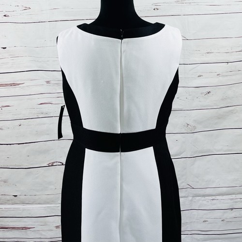 Tahari Asl Dress Women's 8 Black/White Sheath Sleeveless Colorblock NWT - Picture 6 of 10