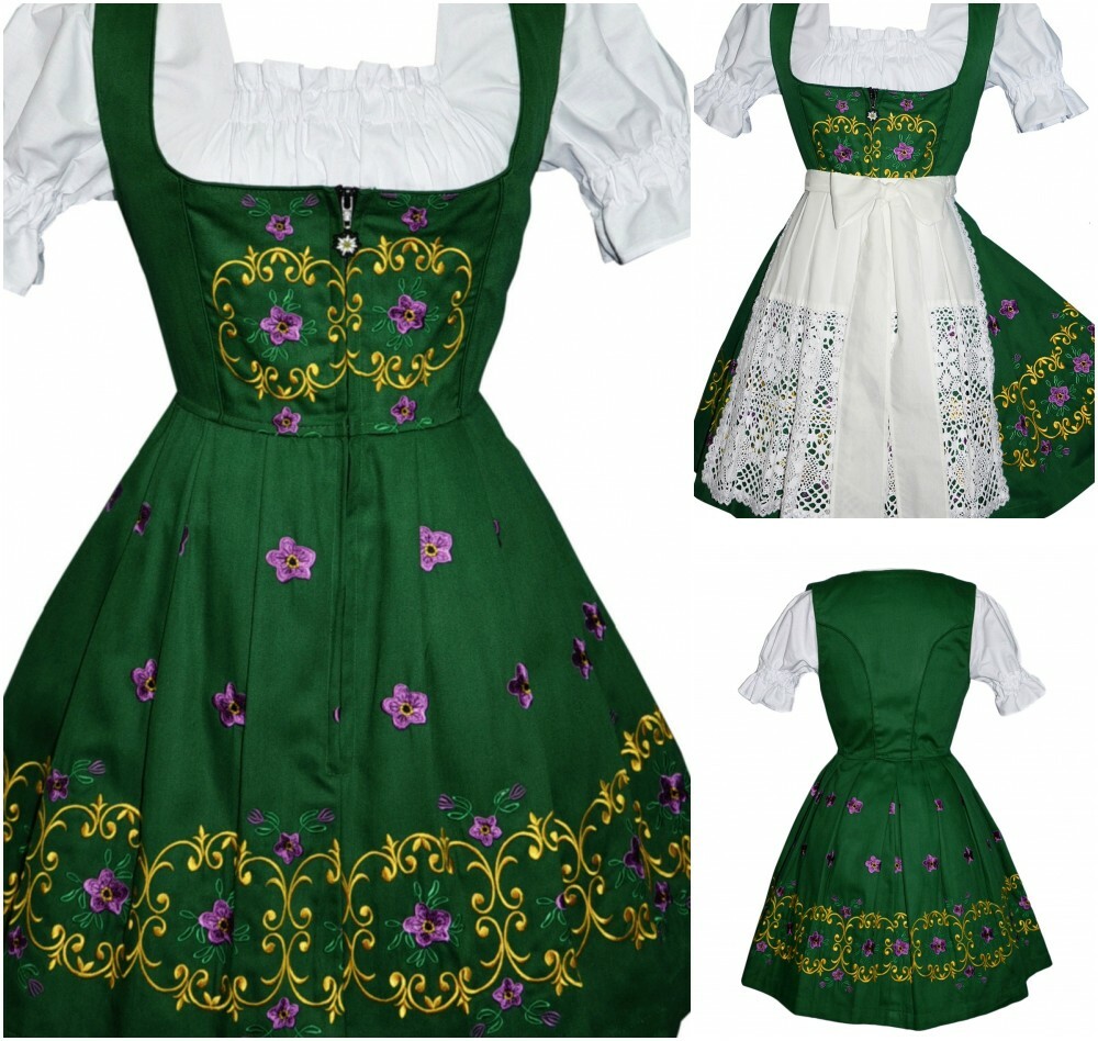 Sz 24 2XL Green German Women Dirndl Dress Waitress Oktoberfest Bavarian Party eBay