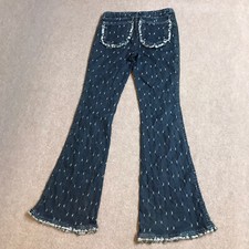 Bell Bottom Flare Draw String Denim Skinny Jeans Size 28 Womens Hippie Boho
