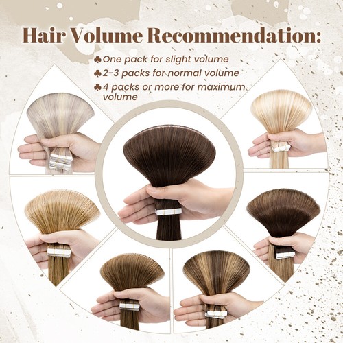 Tape In 100% Russian Thick Human Hair Extensions Tape On Skin Weft Brown 200g US - Picture 14 of 57