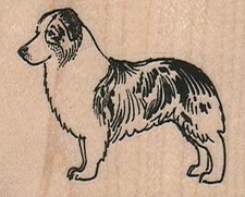 Australian Shepherd Side 2 x 1 1/2" Rubber Stamp, Dog Stamp, Dog Lover, Dogs