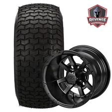 10"  Matte Black Golf Cart Wheels and Tires Combo (20x10-10 Turf) Set of 4