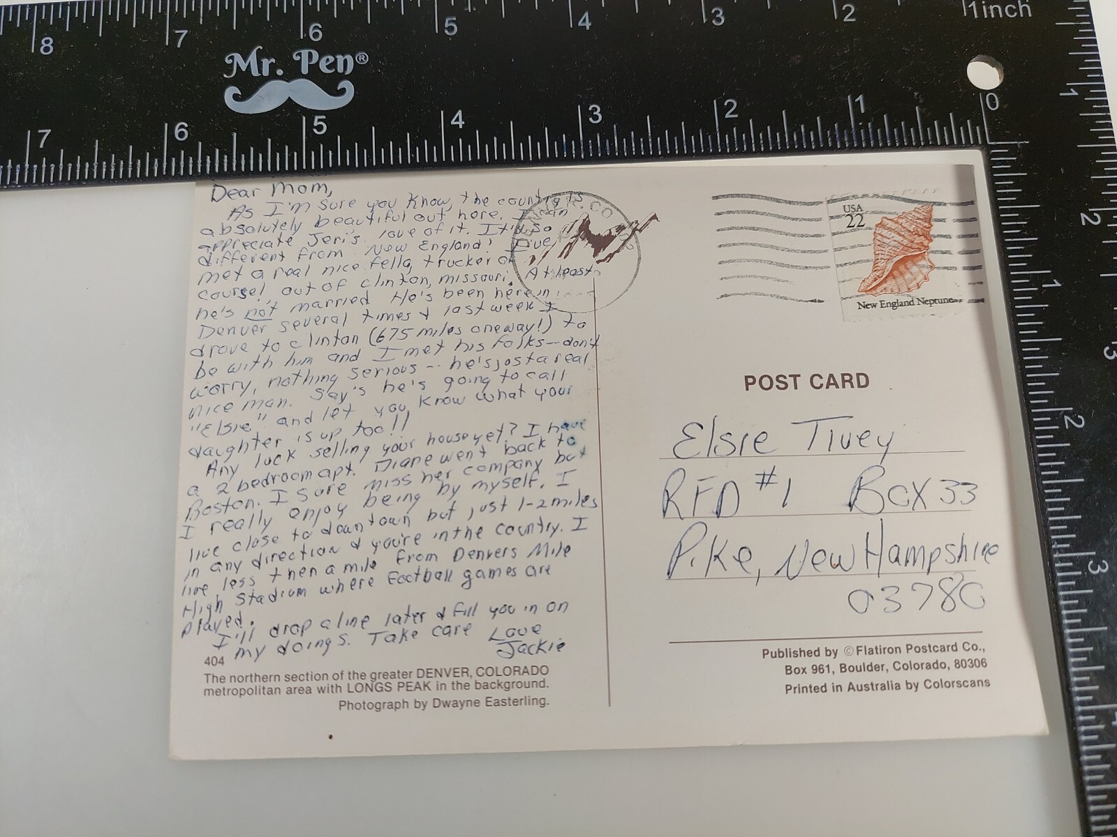 Denver Colorado CO Postcard Long's Peak Mountains Scenic View Night