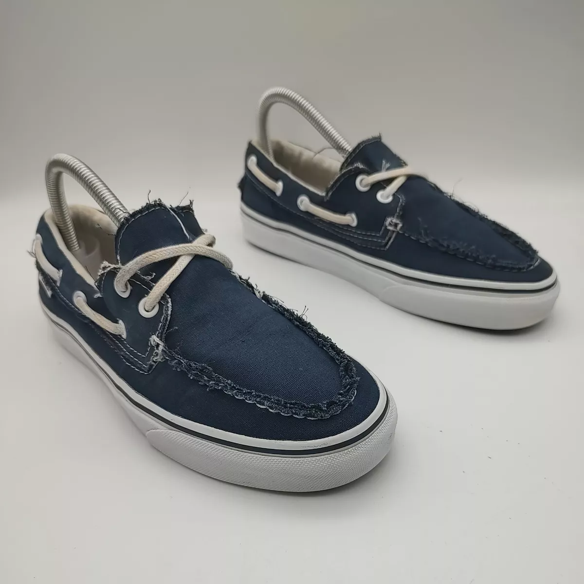 Vans Slip On Women&#039;s Size 8.5 Canvas Boat Navy Blue White Summer Beach |