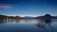 Landscape reflection long exposure mountains stars Custom Gaming Mat Desk