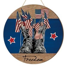 4th of July Hanging Door Sign Wooden Independence Day Decorations Boot Style