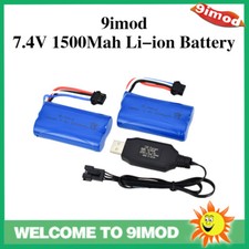 2pcs 7.4V 1500Mah Li-ion Battery SM-4P plug/USB Charger for UDI902 2.4G RC Boat