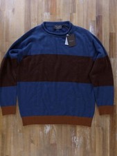 NO CUSTOMS TAX BERLUTI Paris blue brown striped cashmere sweater Size XL / 52