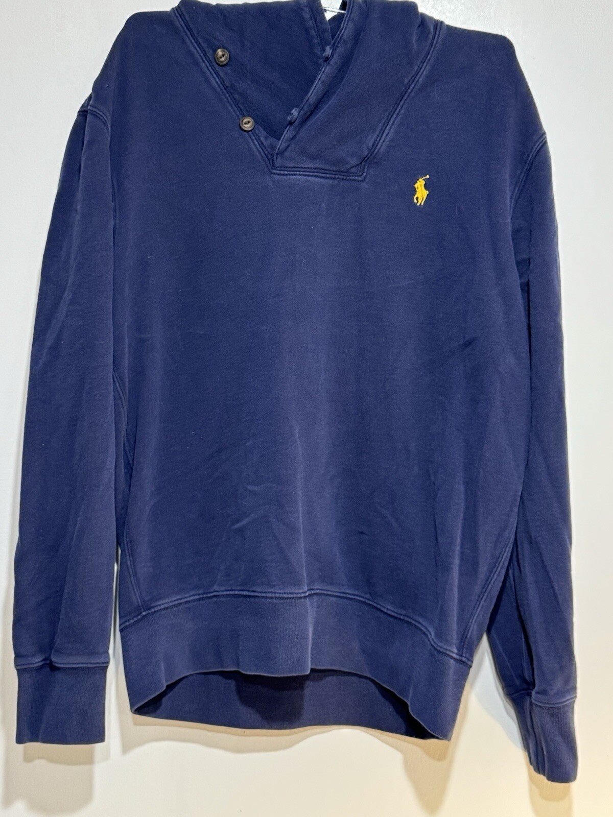 PONY POLO RALPH LAUREN taglia M collo sciallato uomo felpa maglione cotone blu