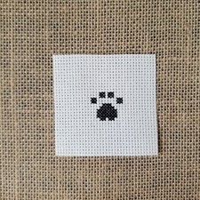 Finished Completed Cross Stitch Mini Paw Print Piece for DIY Crafts
