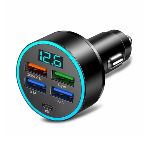 2025 NEU Auto Ladegerät 4 USB+ 1 TYPE-C Zigarettenanzünder für iPhone Samsung - Zdjęcie 16 z 17
