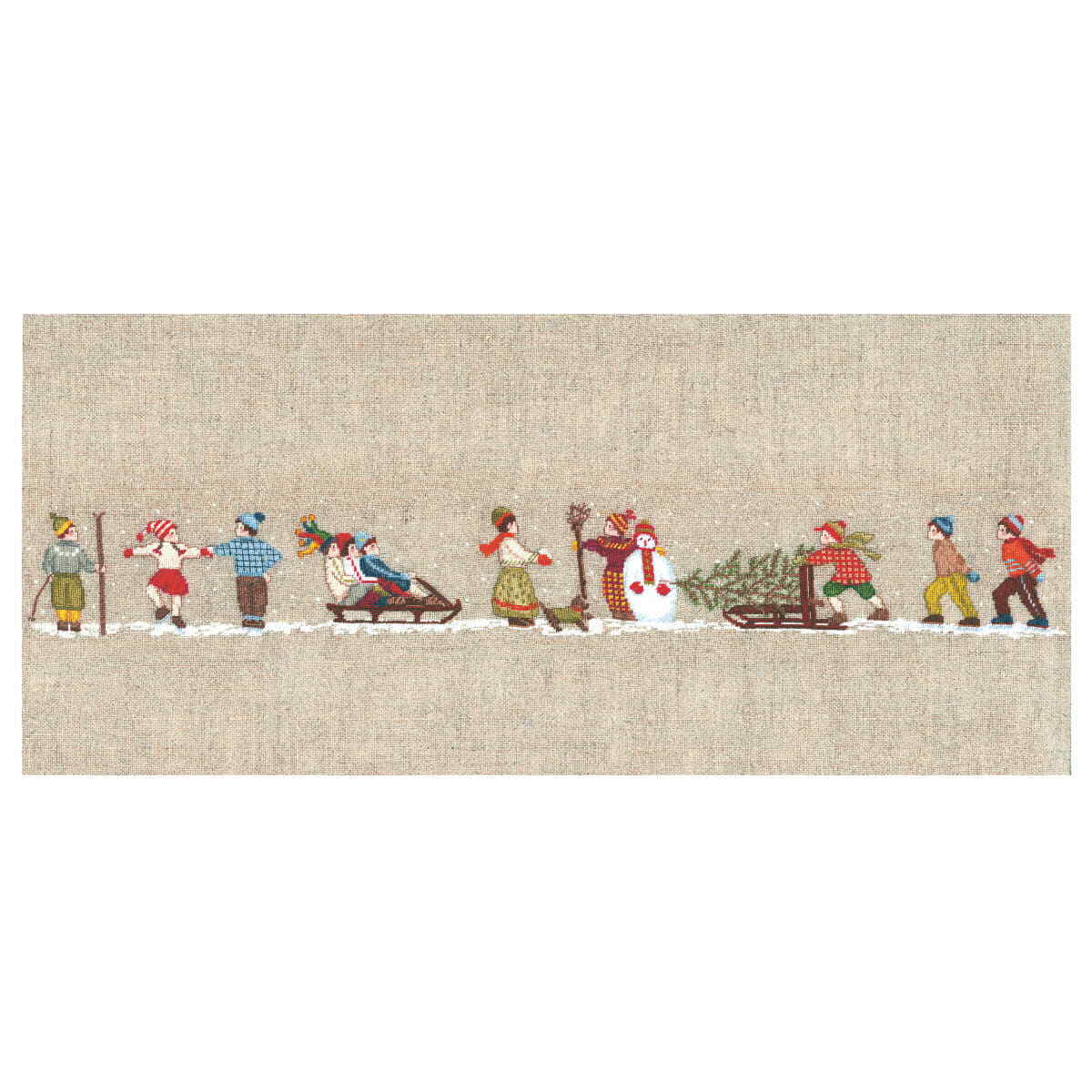 Le Bonheur des Dames counted petit point kit ""Skiers"", 6x42cm, DIY