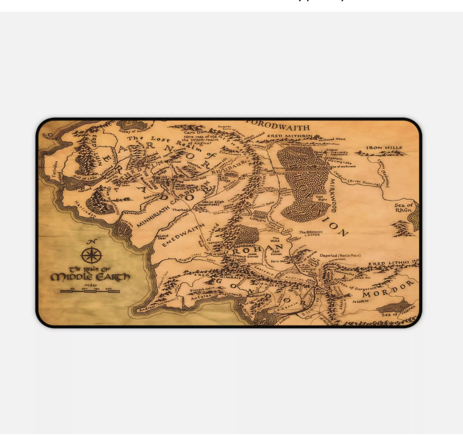 Desk Mat&Mouse Pad:LOTR,Middle Earth Map...-image