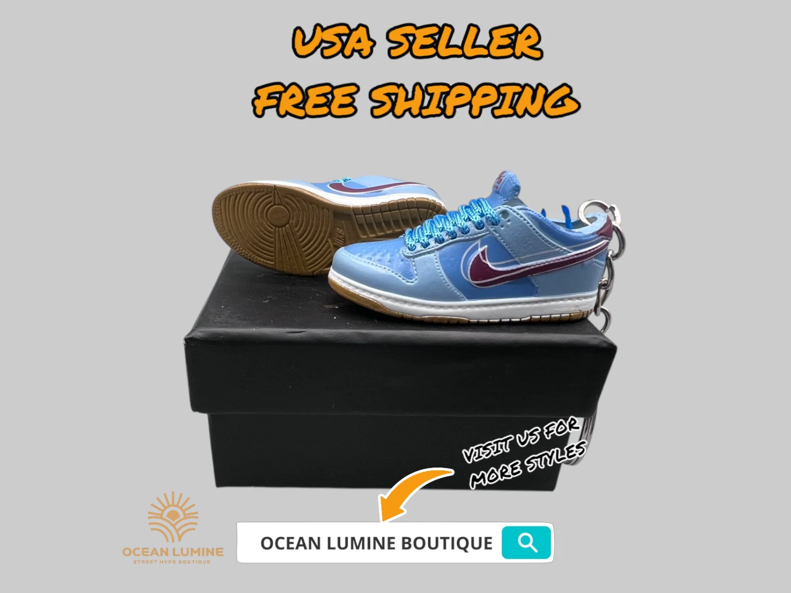 SB Dunk Low Mini Porte clés Baskets 3D, Baskets Basketball Boîte de Collection Options