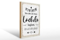 Holzschild Spruch 30X40 Cm Wer Alles Mit Einem LäCheln Beginnt Deko Schild