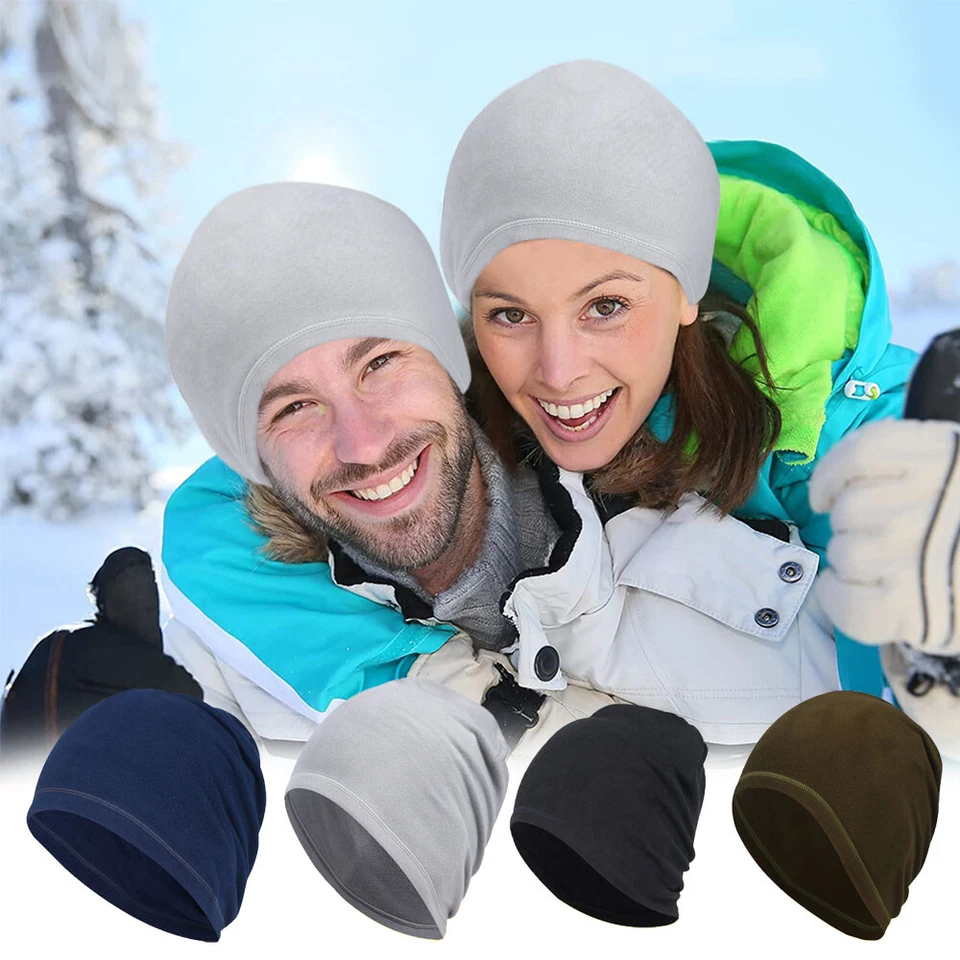 1/2 Pack Winter Beanie Hat Windproof Thin Fleece Beanie Men Women's Warm Hat Cap - Image 3 of 4