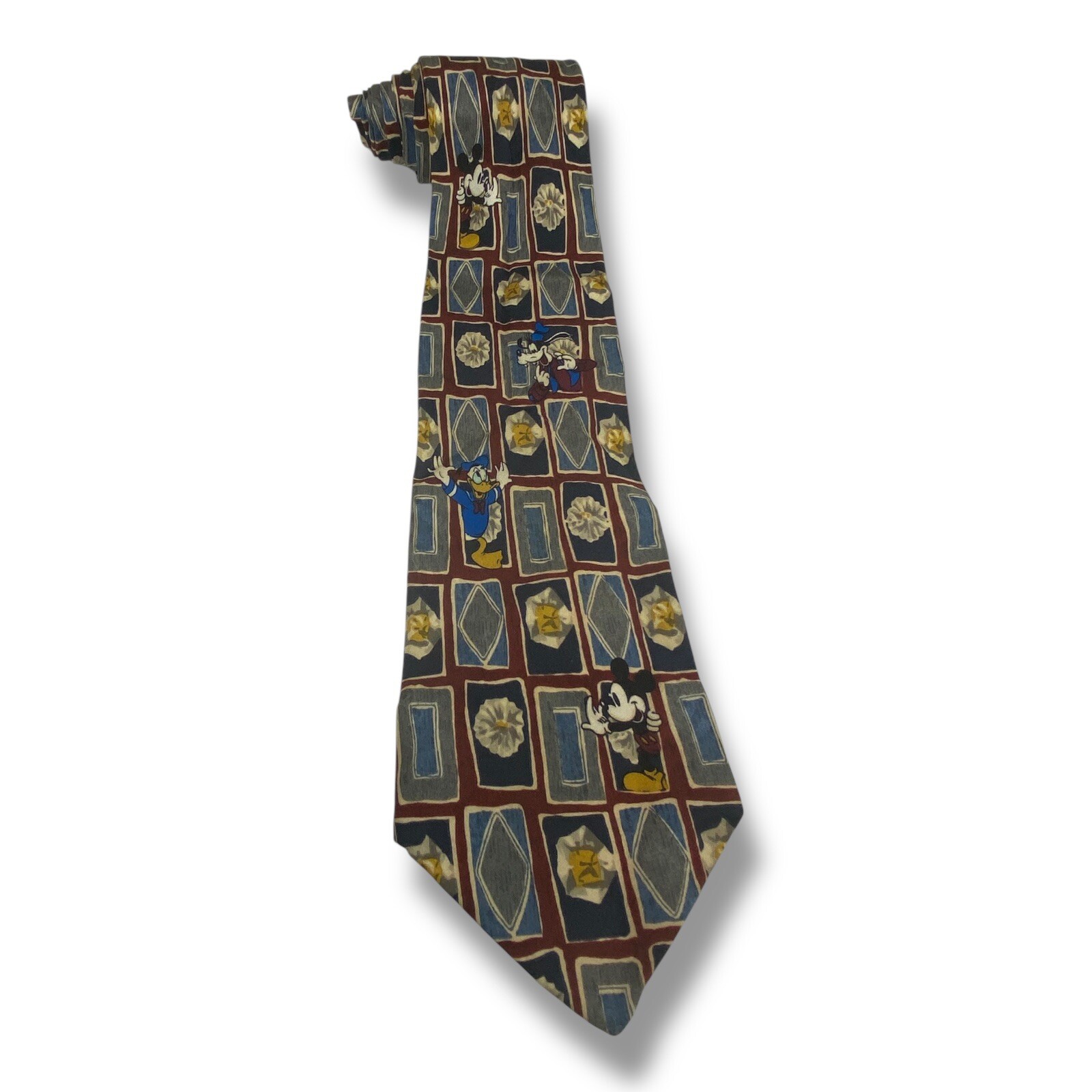 Disney Mickey Inc Mickey Mouse Goofy Donald Duck All Over Print Silk Necktie Tie