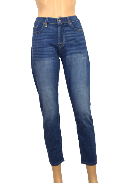 (取寄) セブンフォーオールマンカインド スキニー アンクル デニム ジーンズ 7 for All Mankind Gwenevere Skinny Ankle Denim Jeans  Night Black Destruction 7 For All Mankind High Waist Ankle Gwenevere Skinny Jeans 26 27 28