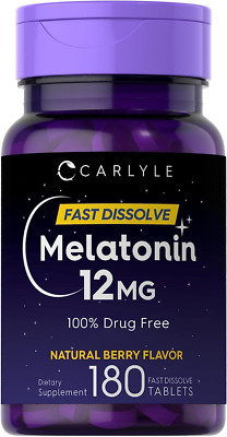 Melatonin 12 Mg Fast Dissolve 180 Tablets Drug Free Natural Berry Flavor Vegetar