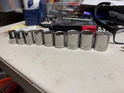 Craftsman 3/8 Drive 12pt Metric Sockets 10mm -19mm USA 9pc EE Series