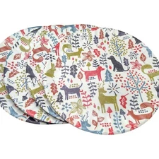 Aspen Home Melamine 10" Dinner Plates Set Of 4 Woods Animals Cream Multicolor
