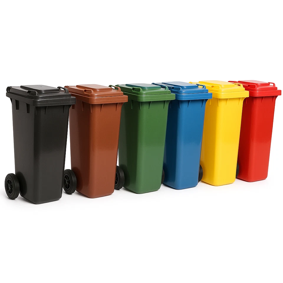 Mülltonne Müllbehälter 120L mit Deckel 2 Rad Behälter Abfalltonne 6 Farben - Bild 2 von 4