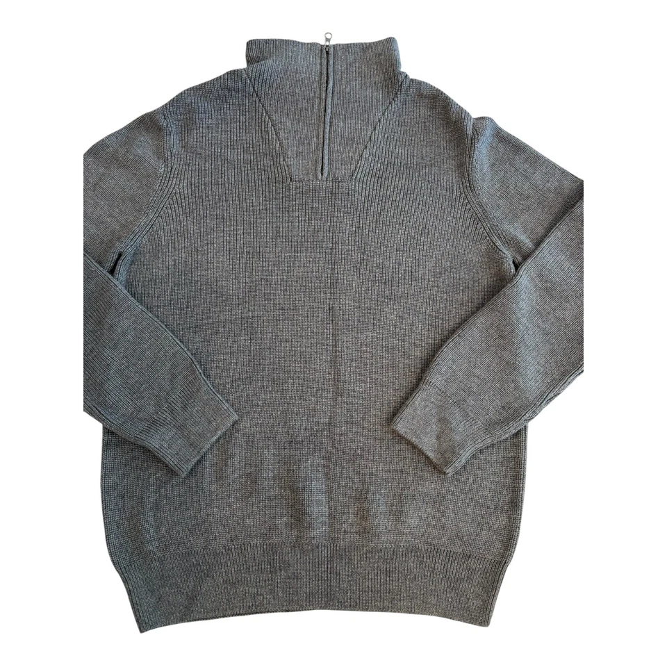 NORDSTROM MEN'S SHOP CABLE KNIT WOOL BLEND 1/2 ZIP SWEATER NWOT SIZE LARGE  - Image 2 of 4