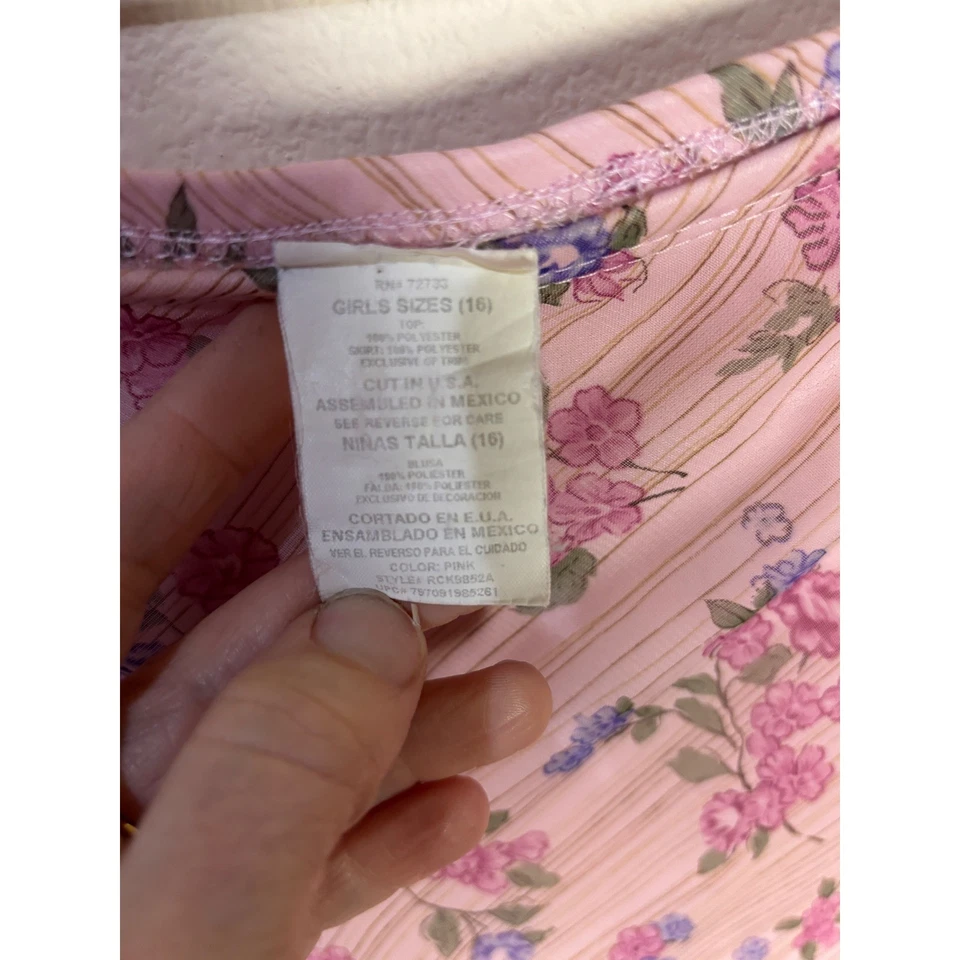 Saia bainha de babado floral rosa vintage Cottagecore Y2K acabamento de renda pastel meninas tamanho 16 - Imagem 4 de 4