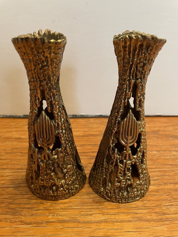 Vintage Shabbat Candle Holder/Stick  Brass WAINBERG  Israel 1960 Collectors