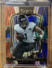 2025 Panini Select - Premier Level Travis Etienne #130 Red & Blue Shock Prizm