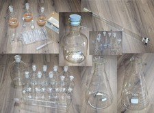 Labor Glas Meß Zylinder Erlenmeyer Kolben Vakuum Schliff Saugflasche Rundkolben