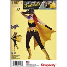 Simplicity 8197 DC Comics Bombshells COS Bat Girl Costume Sew Pattern UNC 6-14