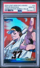 2024 Leaf Metal Prizm ANIME NATION Manga TRAVIS BAZZANA BLUE # /75 PSA 10 POP 3