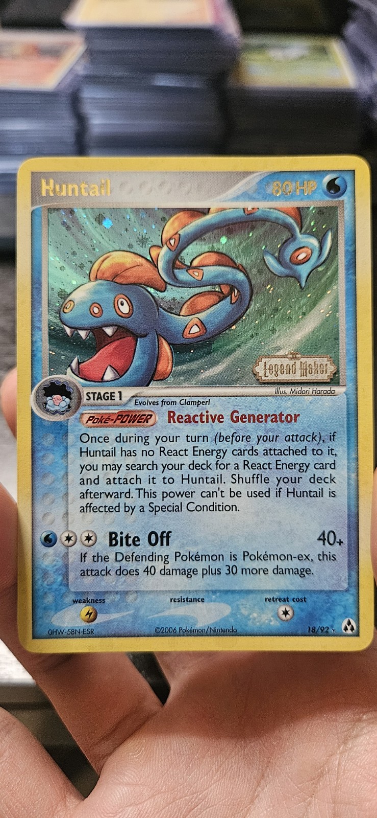 Pokemon Card - Huntail Legend Maker 18/92 Reverse Holo Stamped