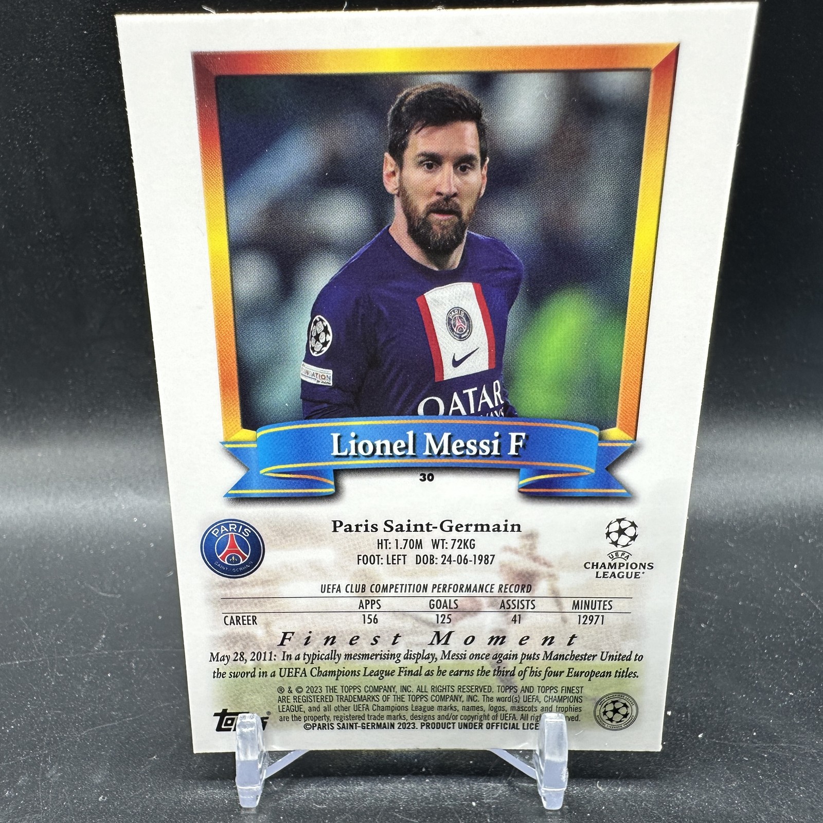 LIONEL MESSI 2023 Topps Finest Flashbacks #30 Paris Saint-Germain view 2