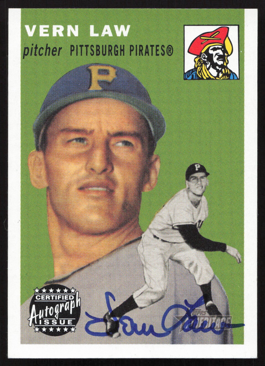Vern Law Signed 2003 Topps Heritage Real One Autographs Card RO-VL Pirates