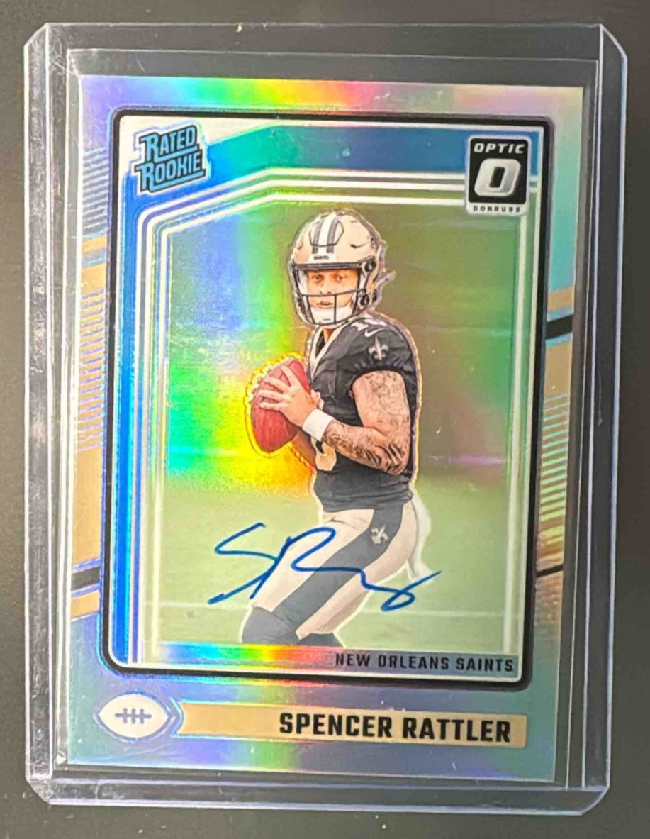 Spencer Rattler 2024 Panini Donruss Optic 289 Holo Prizm RC Rated Auto /150