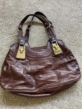 B. Makowsky Brown Shoulder Bag Zip Top Leopar...