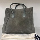 Celine Luggage Phantom Phoebe Fiore Green Suede Shoulder Authentic #E-786